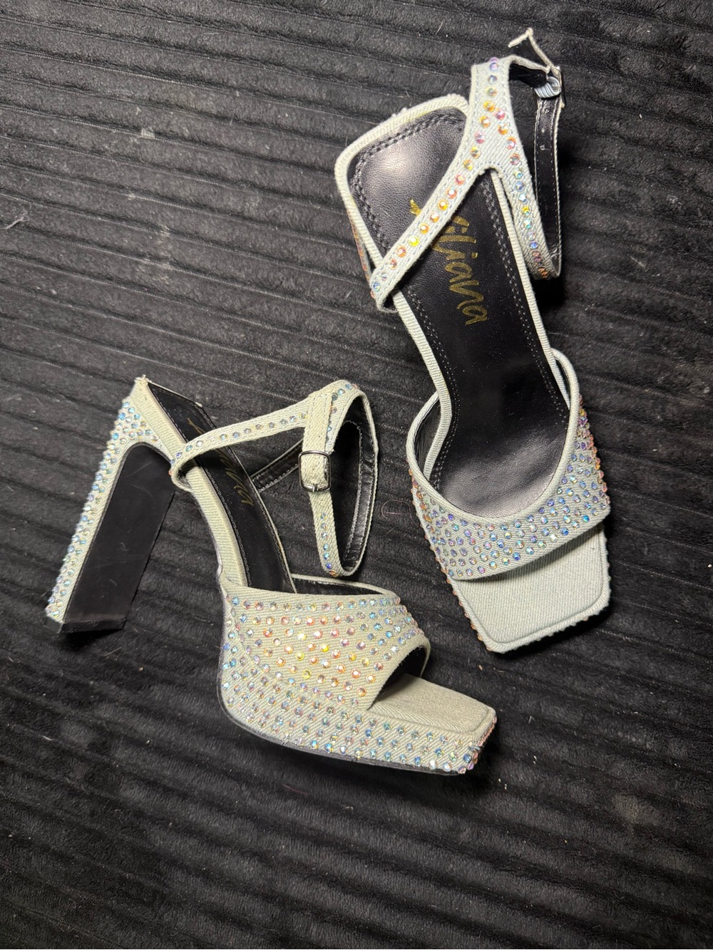 Liliana Crystal Denim Heels